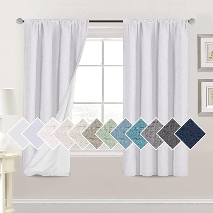 H.VERSAILTEX Linen Look 100% Blackout Curtains 63 Inches Long by HVERSAILTEX