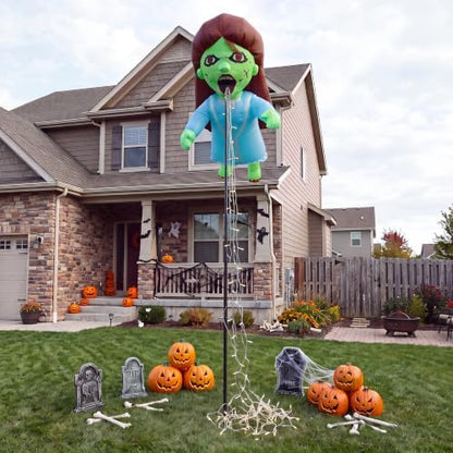 Giant Blue 12.8 FT Halloween Inflatables Floating Ghost Doll Yard Decor