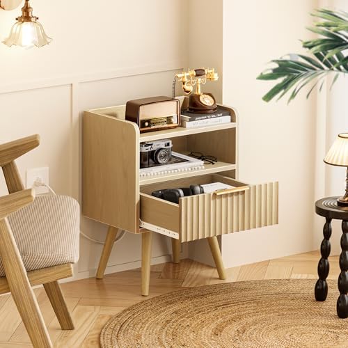 huuger nightstand with charging station, usb-c port, end on a desk or shelf