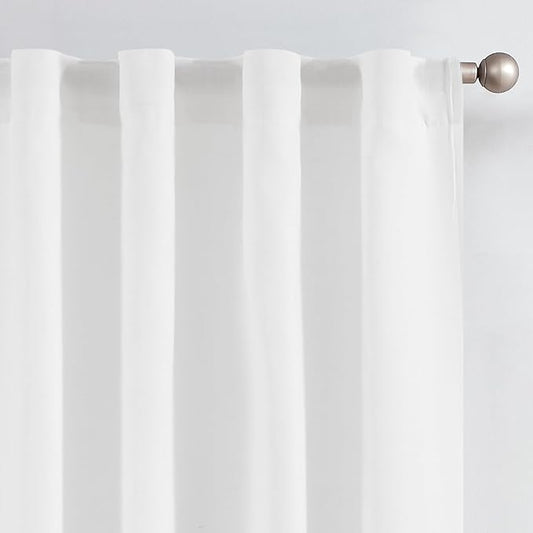 jinchan White Linen Blend Curtains by JINCHAN