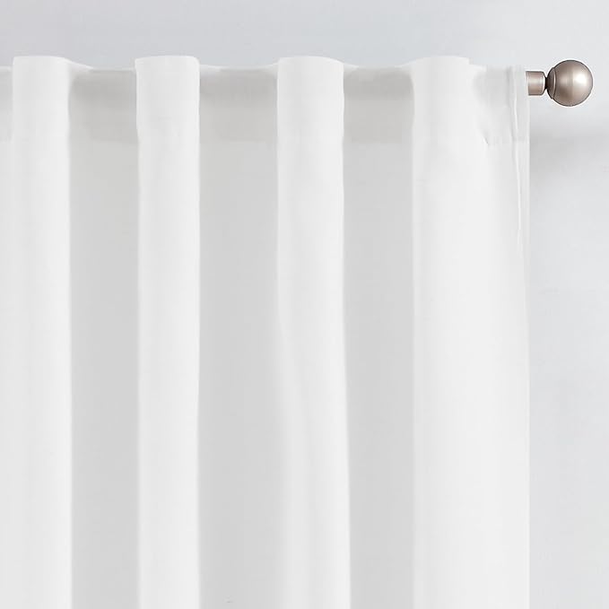 jinchan White Lined Linen Blend Curtain by JINCHAN