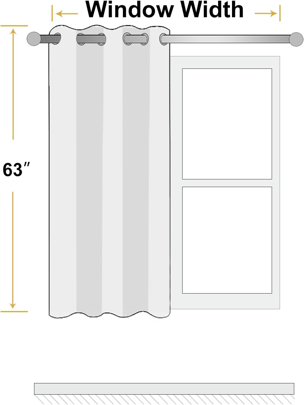 chrisdowa white blackout curtains 63 inches long 2, front angle view