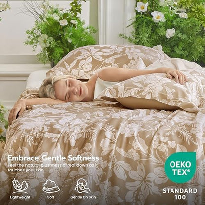 joiedomi floral queen comforter set beige bedding set showing dimensions