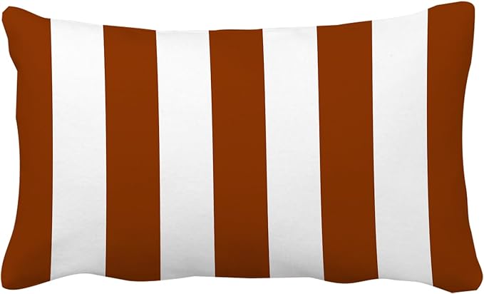 Leaveland Burnt Orange and White Stripe Set of 2 12x20 Inch Throw Pillow Cover - Image 2