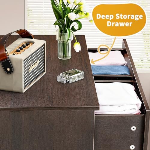 karl home brown 5 drawer tall dresser,rustic wood, side view
