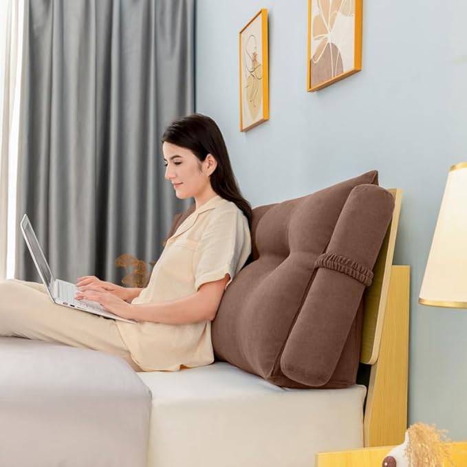 Triangular Reading Bed Rest Pillow Large Bolster Cushion Headboard Backrest - Image 2