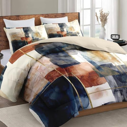 wecozy full comforter set, 3 pieces navy blue, close-up detail
