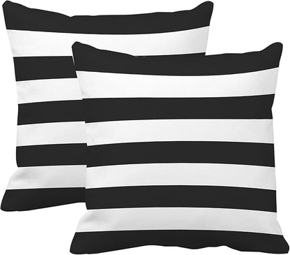 Leaveland Dark Grey and White Stripe Set of 2 16x16 Inch Throw Pillow Cover by Leaveland