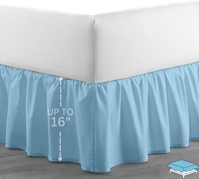 Ruffle Bed Skirt with Split Corners, Microfiber Dust Ruffled - Image 2