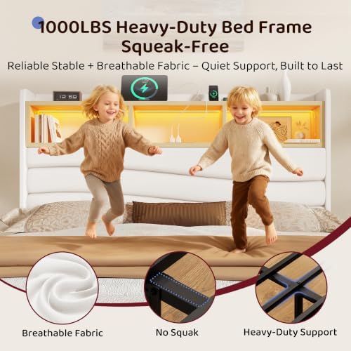 breltam queen size bed frame with 6 storage, front angle view