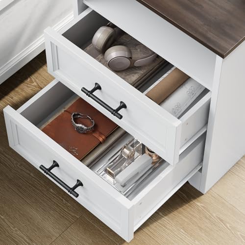 yansnwo white nightstand with charging station, 19.7" 2-drawer, package contents