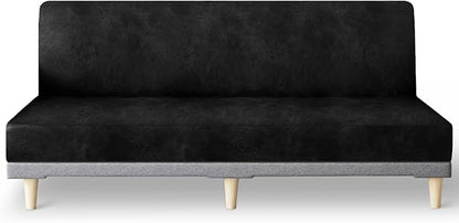 molasofa Leather Like Stretch Futon Slipcover Armless Futon Bed Sofa Cover by Molasofa