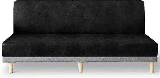 molasofa Leather Like Stretch Futon Slipcover Armless Futon Bed Sofa Cover by Molasofa
