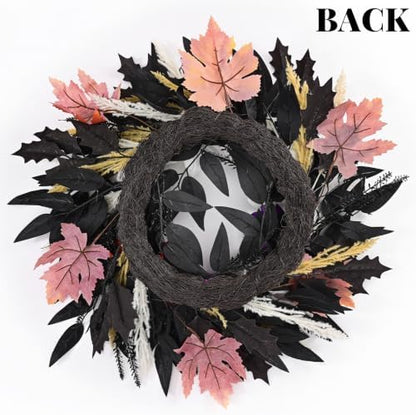 Waipfaru 24 Inch Halloween Wreath for Front Door, Halloween Door Wreath