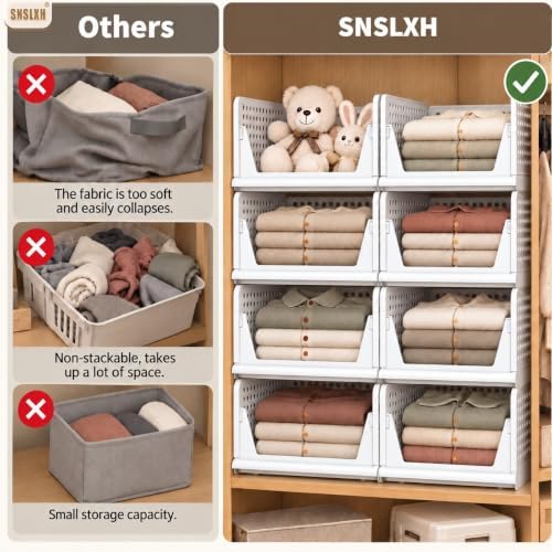 snslxh closet organizers and storage, 5 pack stackable, side view