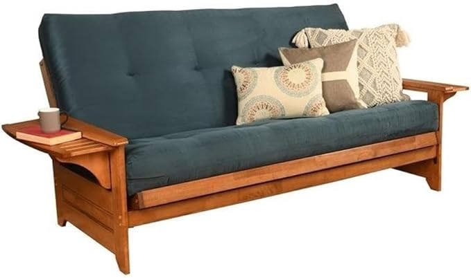 BOWERY HILL Full-Size Suede Futon in Blue-Frame Not Included - Image 6