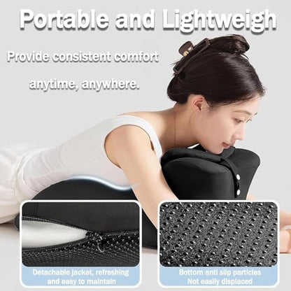 memory foam couples pillow, 27° ergonomic wedge, black showing dimensions