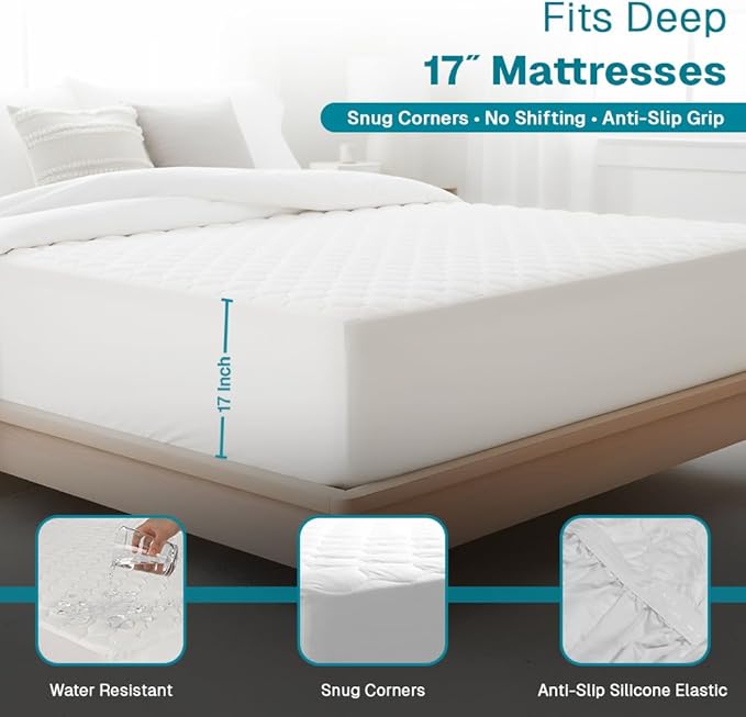 FABDREAMS Organic Quilted Mattress Protector Twin XL Size | Mattress Pad| - Image 6