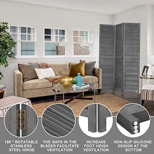 3 panel wood room divider 5.7 ft tall, close-up detail