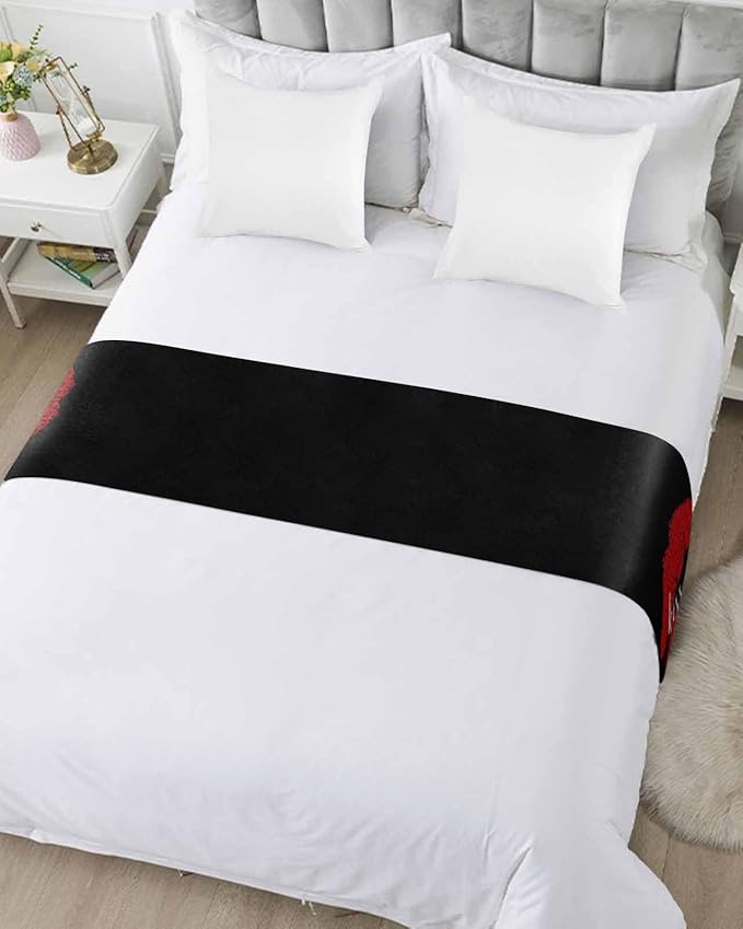 Red Lip Print Kiss Me Bed Runners - Image 3