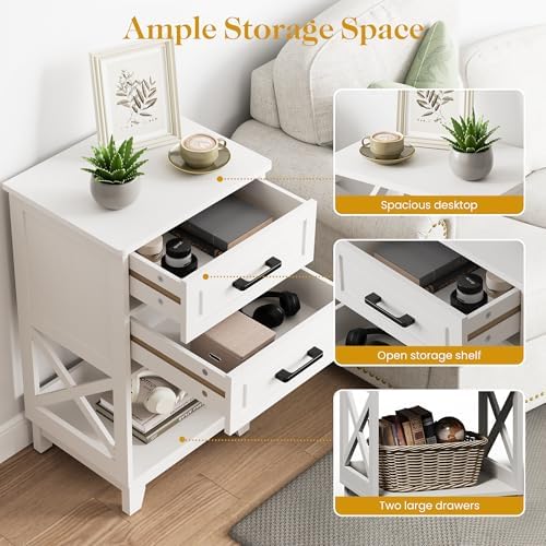 royalcraft 30" tall nightstand, modern painted bedside table, front angle view