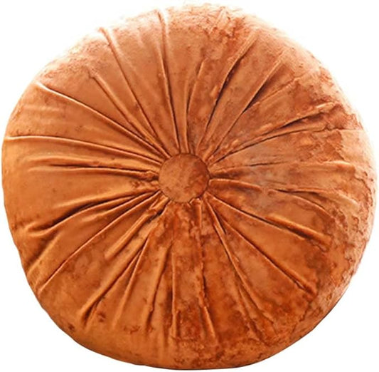 S_SSOY Round Throw Pillow for Couch Pumpkin Velvet Decorative Small Floor by S_SSOY