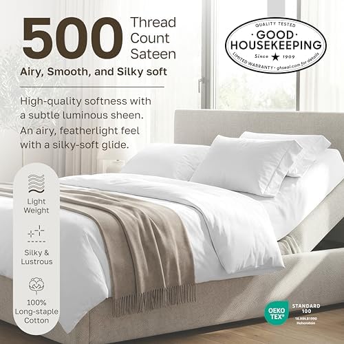 california design den 100% cotton sateen split king, close-up detail