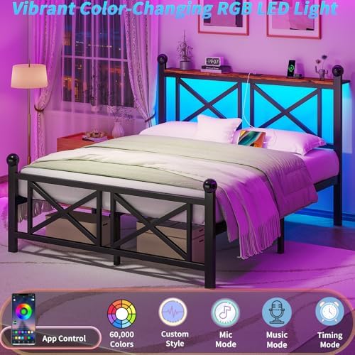 dynjest full size black heavy duty bed frame, close-up detail