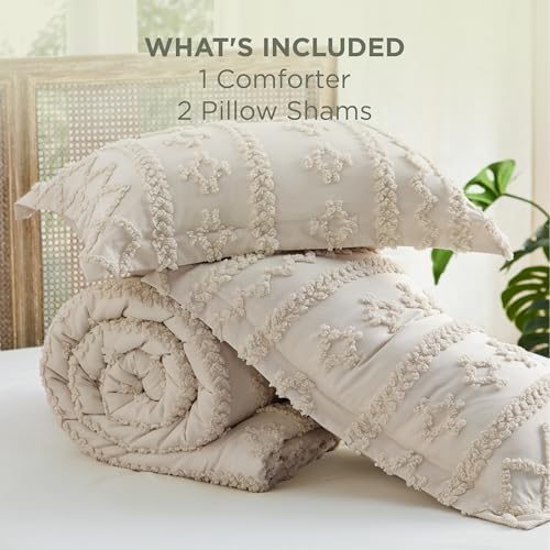 bedsure tufted boho comforter set king, bedroom decor on a desk or shelf