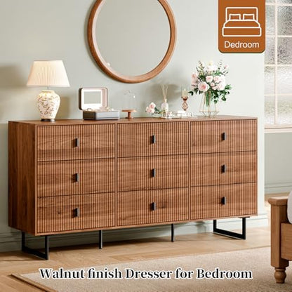 chrangmay modern chest of drawers with 9 drawers,deep, front angle view