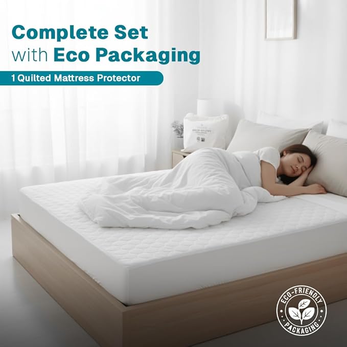FABDREAMS Organic Quilted Mattress Protector Twin XL Size | Mattress Pad| - Image 2