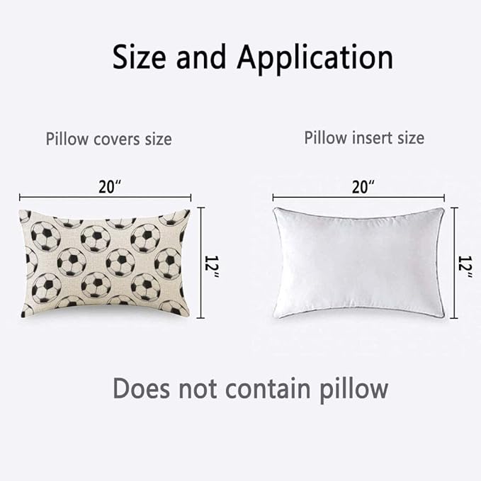 TKS MITLAN Sport Football Pattern Pillow Cover 12x20 inch Black White Soccer - Image 2