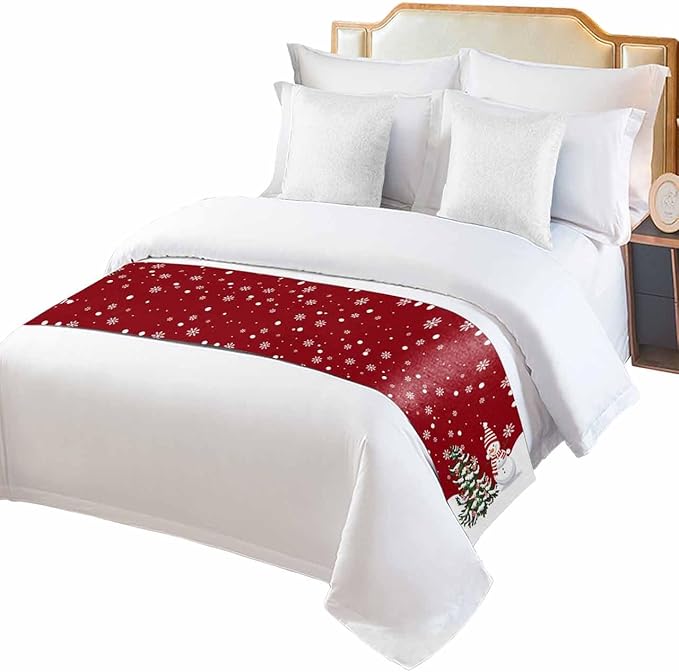 Christmas Tree Snowflakes Snowman Bed Runners - Image 2