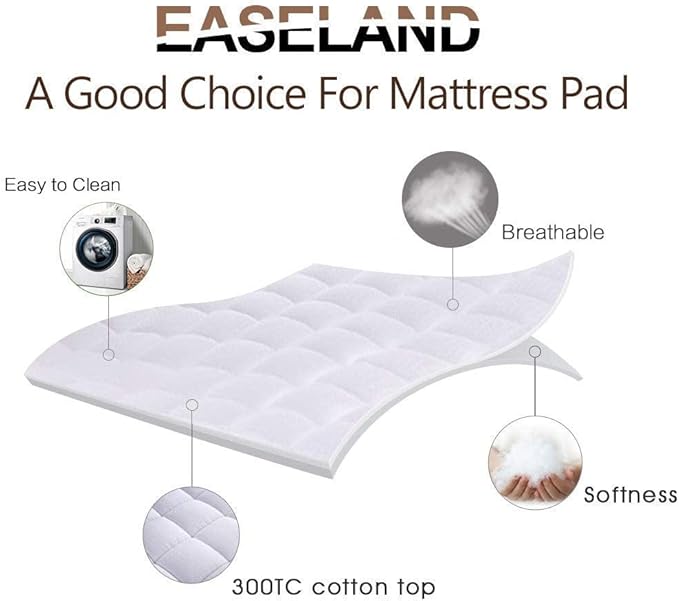 EASELAND Twin Size Mattress Pad Pillow Top Mattress Cover Quilted Fitted - Image 2