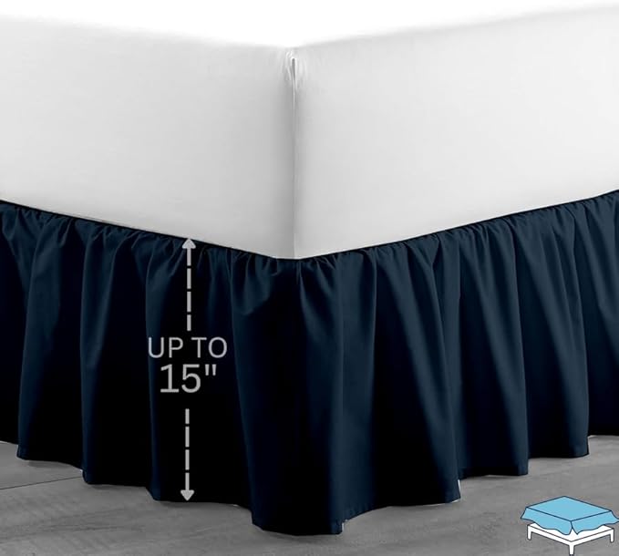 Ruffle Bed Skirt with Split Corners, Microfiber Dust Ruffled - Image 2