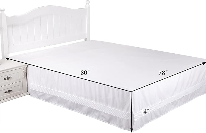 Valea Home Bed Skirt with Stitch on White Dust Ruffle with Split Corners - Image 6