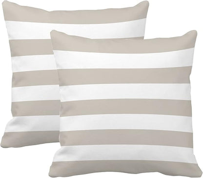 Leaveland Gray and White Stripe Set of 2 20x20 Inch Cotton Polyester Square by Leaveland