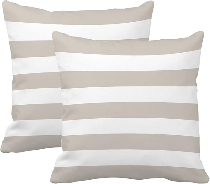 Leaveland Gray and White Stripe Set of 2 18x18 Inch Cotton Polyester Square - Image 9