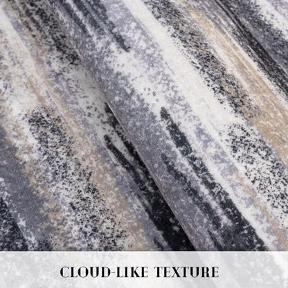 lansny modern abstract runner rug 2.6x8, grey black, front angle view