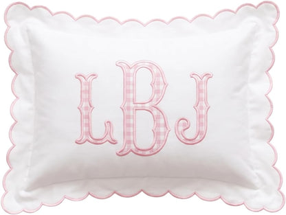 Personalized Baby Pillowcase - Custom Monogrammed Toddler Pillow Cover with Scalloped Edge for Nursery Decor, 05