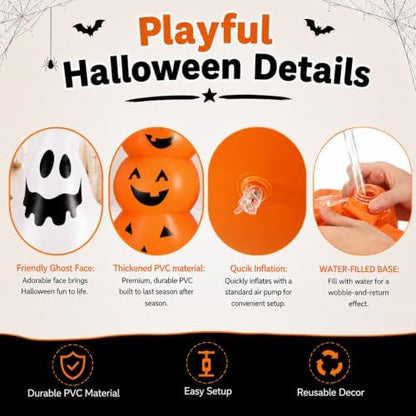 4.3FT Inflatable Halloween Decorations, 2PCS Ghost Pumpkin Set