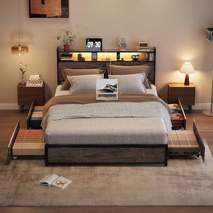 vingli king bed frame with 4 storage drawers, view 9