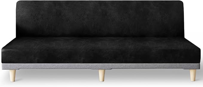 molasofa Leather Like Stretch Futon Slipcover Armless Futon Bed Sofa Cover by Molasofa