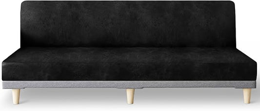 molasofa Leather Like Stretch Futon Slipcover Armless Futon Bed Sofa Cover by Molasofa