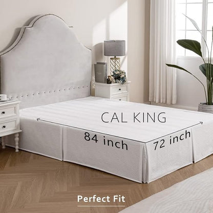 MIYE Pleated Waffle Weave Bed Skirt, Tailored Dust Ruffle 12 Inch Drop Easy Fit - Image 6