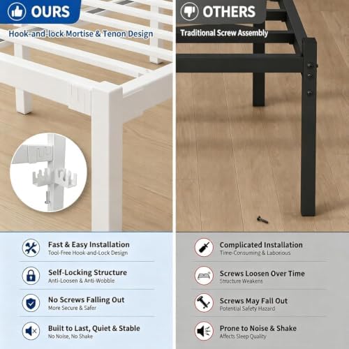 lovinson king size metal bed frame with headboard, package contents