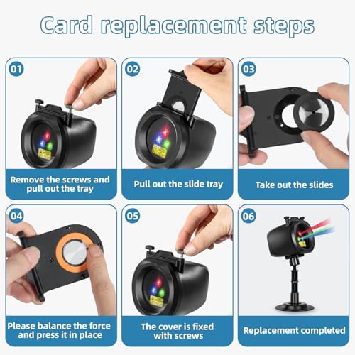 Outdoor Laser Projector Lights, RGB Firefly Light Show for Backyard Parties & Gatherings, IP65 Waterproof, 270° Adjustable, 10 Color Modes + 3 Changeable Holiday Cards(Halloween/Snowflake/Christmas)