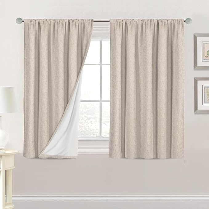 H.VERSAILTEX Linen Look 100% Blackout Curtains 45 Inches Long by HVERSAILTEX