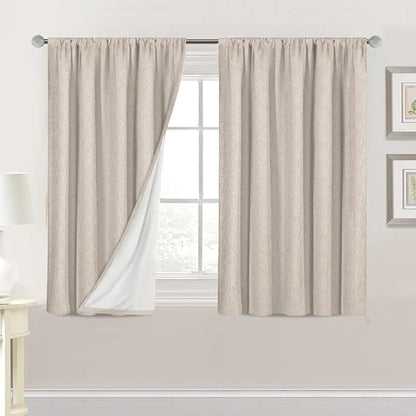 H.VERSAILTEX Linen Look 100% Blackout Curtains 45 Inches Long by HVERSAILTEX