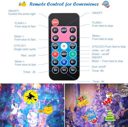 HAKUTA Christmas Projector Lights,HD Wave Ocean Effect LED Projector with 16pc Slides Patterns and Remote Control for Christmas, New Year, Birthday, Halloween, Thanksgiving Decor